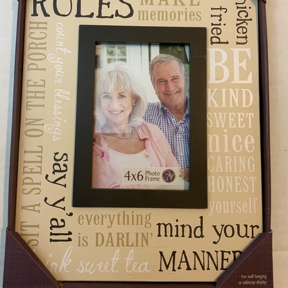 Photo Frame Southern Rules Phrases Farmhouse Country Theme Table Wall Decor 4x6 - Picture 7 of 10
